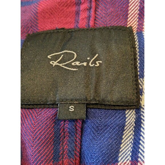 Rails Sloane Plaid Cropped Top Womens S Red Blue Tie Front Dolman Sleeve - Picture 7 of 8